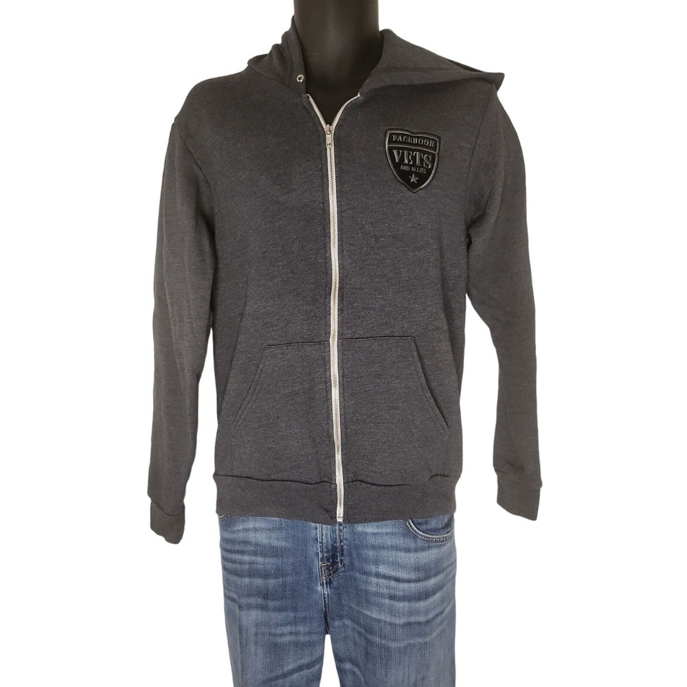 Facebook Vets And Allies Hooded Jacket Women Size M Gray Full Zip Sweatshirt